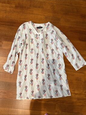 KikiSol White Pineapple Print Tunic sz Small